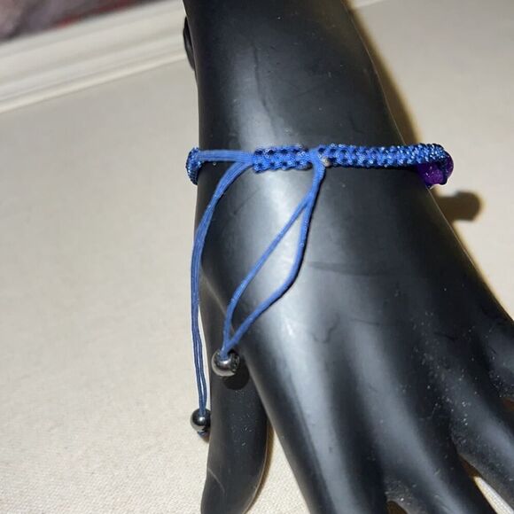 Shakra 7 bead braided bracelet with navy nylon cord  adj NWOT - Picture 3 of 3